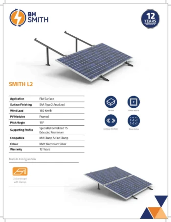 BHS Aluminium Smith L2 Solar Structure with clamps For two Solar Panel