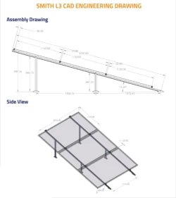 BHS Aluminium Smith L3 Solar Structure with clamps For three Solar Panel