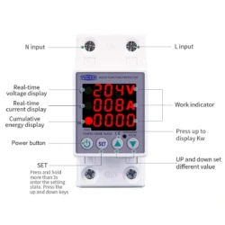 Tomzn 3in1 voltage protector over and under protection device with kwh
